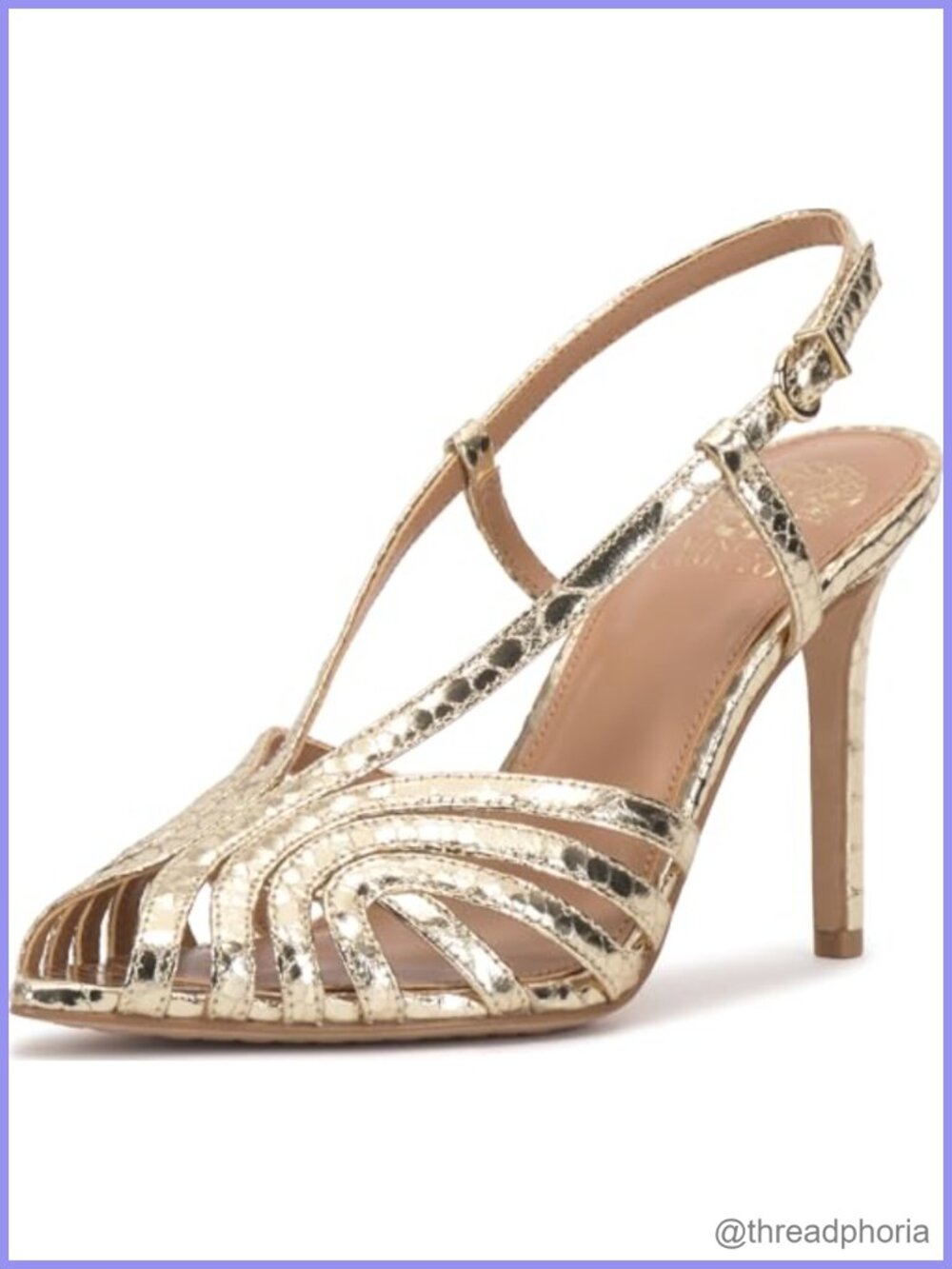 Faux Leather Caged Peep Toe Slingback Stiletto Heeled Sandals